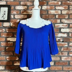 INC NWT Royal Blue Pleated Chiffon Top Size Petite